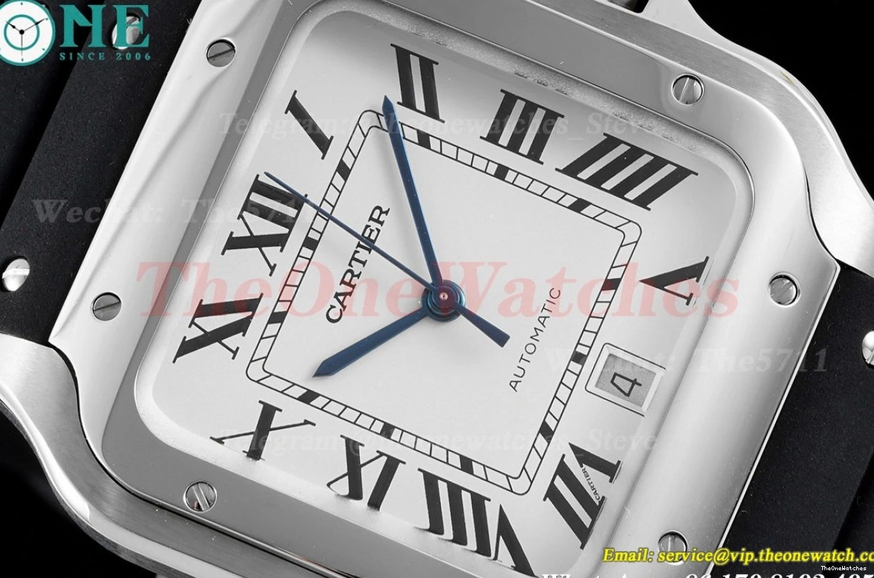 Santos MY9019 Rmn Cartier GF White SS XL 40MM De RU Mens 0412